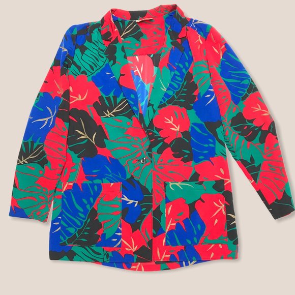 Vintage Tan F Jay Blazer Skirt Suit Tropical Pleated 8 - Picture 6 of 13